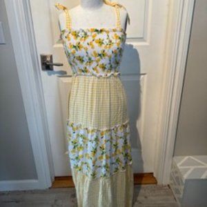 Lemon and Gingham Maxi Dress